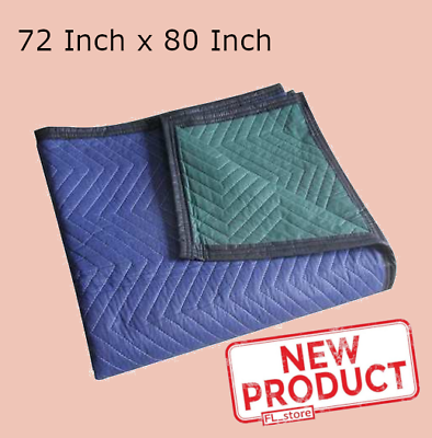 #ad Moving Blanket Pad Protecting Furniture 72quot; x 80quot; Nonwoven Quilted Blue Green $15.74