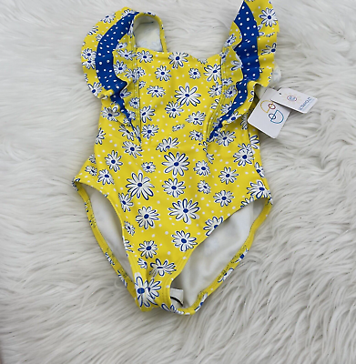 #ad NEW FLAPDOODLES Girl#x27;s Size 5 Swimsuit One Piece 1 Piece Floral Beach Pool $21.15