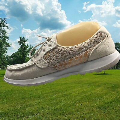 #ad Skechers Breathe Easy Sweet Darling Natural Bridal Slipon Sneaker Sz 8.5 White $26.99