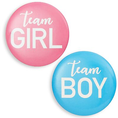 #ad 24 Pack Gender Reveal Pins Blue and Pink Team Boy Team Girl Buttons 2.25 In $9.99