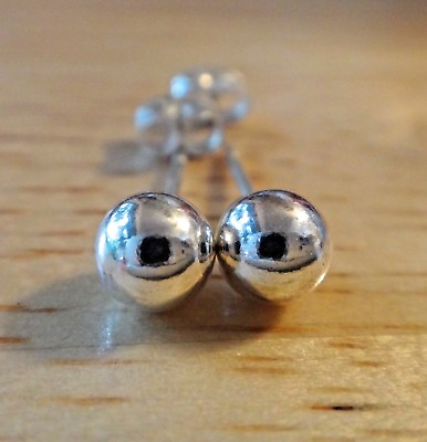 #ad 7 mm Sterling Silver SMALL Round Ball Studs Posts Earrings $12.99