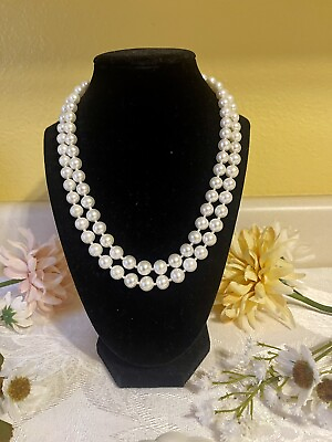 #ad Rare Double strand “ Freshwater” Pearls with Silver box Clasp And silver Beads $500.00