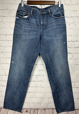 #ad Loft Jeans Womens Boyfriend Button Fly Whiskered Distressed Denim altered sz 4 $10.94