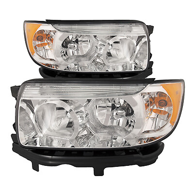 #ad Headlights Chrome Set Fits 06 08 Subaru Forester 07 08 Forester $250.80