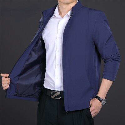 Spring Summer Men#x27;s Casual Jacket Solid Fashion Slim Fit Male Jacket $48.47