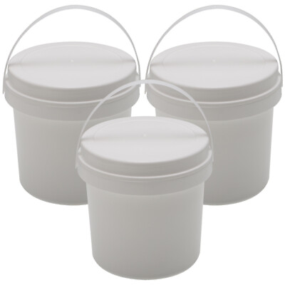 #ad 3 Plastic Buckets w Lid amp; Purpose Pail for Food Storage Home $13.69