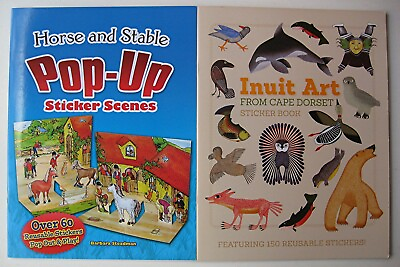 HORSE AND STABLE POP UP STICKER SCENES and INUIT ART STICKER BOOK CAPE DORSET C $17.95