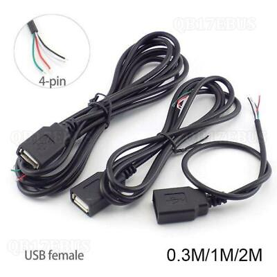#ad 0.3m 1m 2m 5V USB Female Jack Connector DIY 4 Pin Data Charging Power Cable B17 $1.87