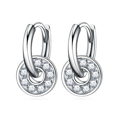 New 925 Transshipment Circle Earrings Zircon Sweet Charm Jewelry Gift For Womens $4.98