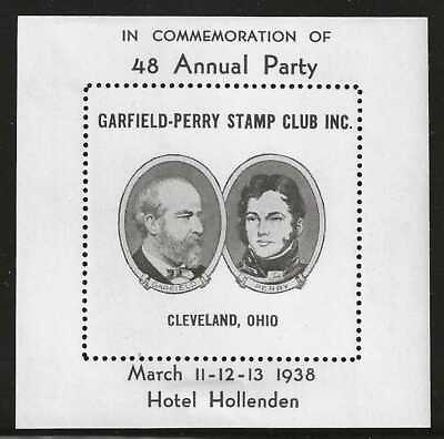 #ad Garfield Perry Stamp Club 1938 48th Annual Party Souvenir Sheet Poster Stamp $12.00