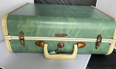 #ad Samsonite Shwayder Bermuda Green Suitcase Vintage 15quot; With Key $80.00