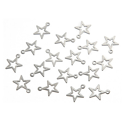 #ad 10pcs Stainless Steel Handmade Charms Star Charm Pendants for DIY Jewelry Making $2.84