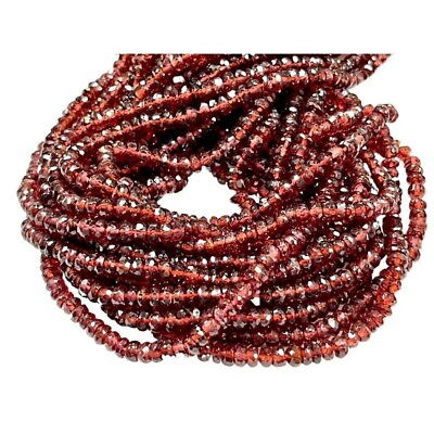 #ad AAA Quality Natural Garnet Gemstone Faceted Rondelle Beads Full 16quot; Long 4mm $19.79