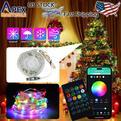 #ad 33ft USB Fairy LED String Strip Lights Smart Color Changing Xmas Decor Outdoor $14.99