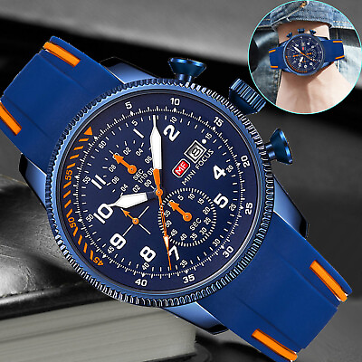 #ad Waterproof Men#x27;s Quartz Watch Military Army Chronograph Sport Analog Wristwatch $24.98