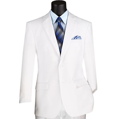LUCCI Men#x27;s White 2 Button Classic Fit Poplin Polyester Suit NEW $85.00