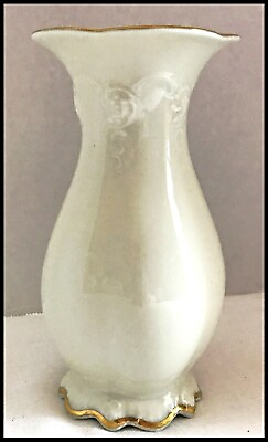 #ad Rosenthal Group Classic Rose White Vase Made in Germany Gold Rimmed 7quot; $4.99