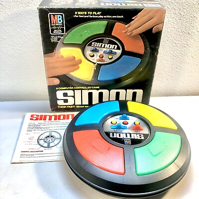 #ad 1986 Vintage Simon Milton Bradley Electronic Game Retro w Box amp; Manual PARTS $18.95
