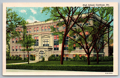 #ad Vintage Postcard MO Carthage High School White Border 1374 $1.97