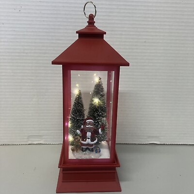 #ad Christmas Santa Lantern Light Up Trees Glass Santa 3 Batteries Not Included $25.50
