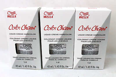 3 NEW Wella Color Charm Permanent Hair Toner Dye 1.4 OZ 12NG Blonde Plus $16.99