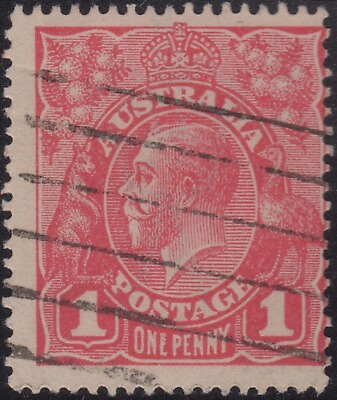 #ad Australia KGV 1d red SW VIII 14 quot;thin ONE PENNYquot; used AU $17.99