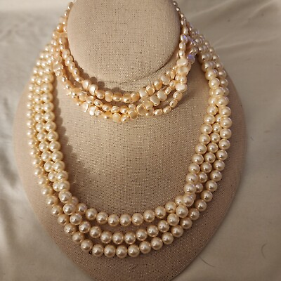 #ad Pearls...Just Pearl#x27;s Cream Colored 58 Inch Round And 35 Inch Coin Pearls. #221 $8.97