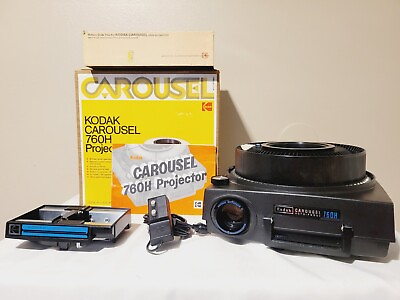 #ad Kodak Carousel 760H Slide Projector Bundle Manual Remote Box Loader Tested $210.95