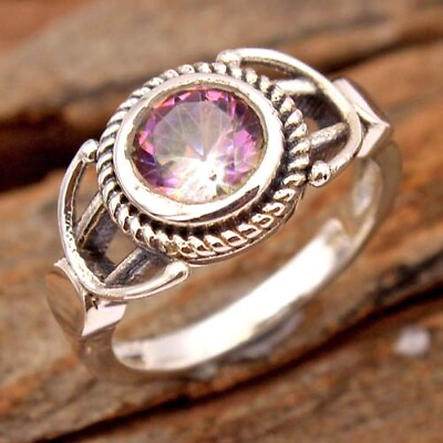 #ad Mystic Topaz Gemstone 925 sterling Silver Jewelry Handmade Ring Size US 6 $11.88