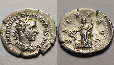 Genuine ancient Roman coin ANTONINIANUS Emperor Philip I Arab Salus Altar Snake $78.80