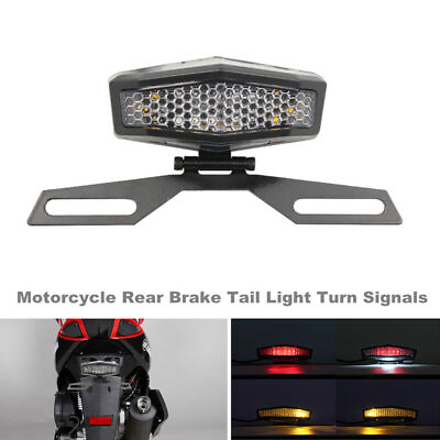 #ad Motorcycle Rear Brake Tail Light Turn Signals with License Plate Bracket LED Kit $16.49
