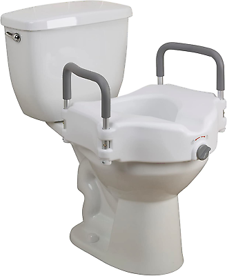 #ad 2 In 1 Raised Toilet Riser Handicap Seat Removable Padded Arms Rail Standard $59.39