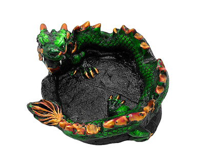 #ad Chinese Dragon Ash Tray 3D Round Asian Loong Smoke Burner Incense Stick Holder $24.99
