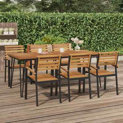 Modern Outdoor Garden Patio Wooden Acacia Wood Dining Dinner Table Hairpin Legs #ad $242.99