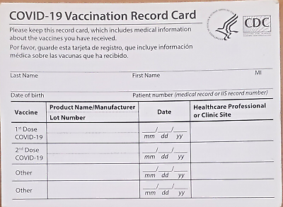#ad CDC COVID 19 Vaccination Blank Card Collector Use Only $16.99