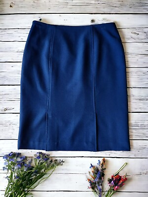 #ad NEW Kasper Classics Women#x27;s Crepe Pencil Skirt 2 Back Splits Solid Black 4P NWT $20.00