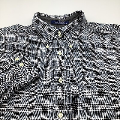 #ad Tommy Hilfiger Mens Long Sleeve Button Up Black amp; Blue Checkered Shirt Sz L $22.95