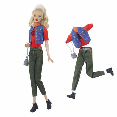 #ad NEW Red Autumn Fashion Top Vest Trousers Bag Outfits for 11.5quot; Doll Clothes Set $4.49