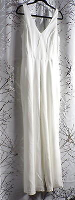 #ad NEW NWT White Jumpsuit Size L Large $24.00
