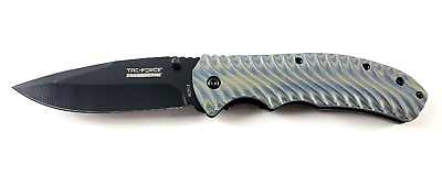 Tac Force Evolution Spring Assisted 3.25quot; Black Stainless G10 Blue Green Handle $8.99