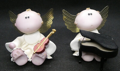 Two Angel Cheeks Kirk#x27;s Kritters Musicians Pianist and Cellist AU $30.00