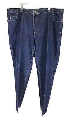 Bullseye Classic Jeans Wear Men#x27;s 52x33 Dark Stonewash Blue Denim Big Tall $28.97