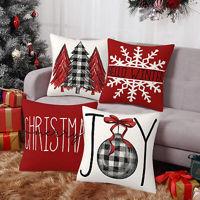 #ad 4PCS Christmas Cushion Cover 18 In Navidad Merry Christmas Decorations For Home $17.09