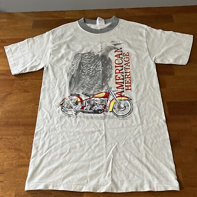 #ad American heritage vintage motorcycle T shirt 1998 single stitch made USA Medium $3.71