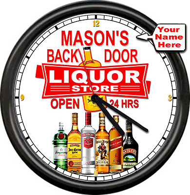 #ad Personalized Your Name Liquor Store Bar Tavern Man Cave Alcohol Sign Wall Clock $26.95