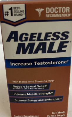 Ageless Male Free Testosterone Booster by New Vitality 60 Tablets Exp 7 2025 $12.99