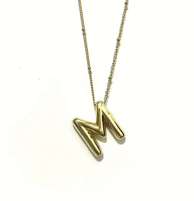 #ad Gold 3D Balloon Initial Charm Necklace Letter M $16.87