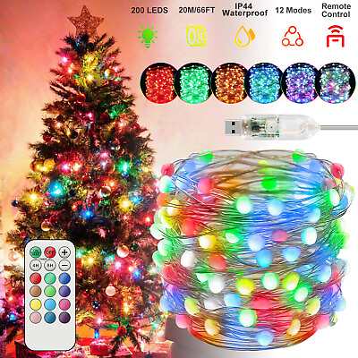 200LED USB Copper Wire Fairy String Lights Xmas Party Decor w Remote Waterproof $16.98