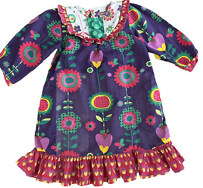 #ad Jelly the Pug Girls Dress Size 8 Telluride Jessica Flower 100% Cotton Purple $15.29