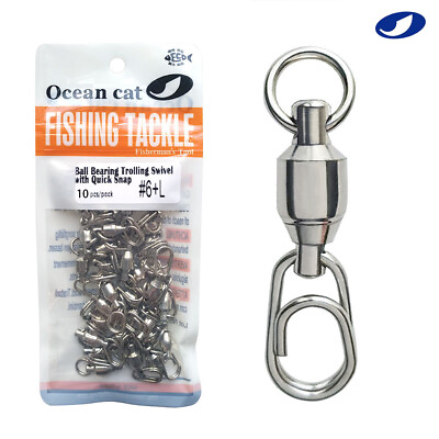 #ad Ball Bearing Fishing Swivel with Fast Snap Clip Stainless Steel Connector Tackle $12.39